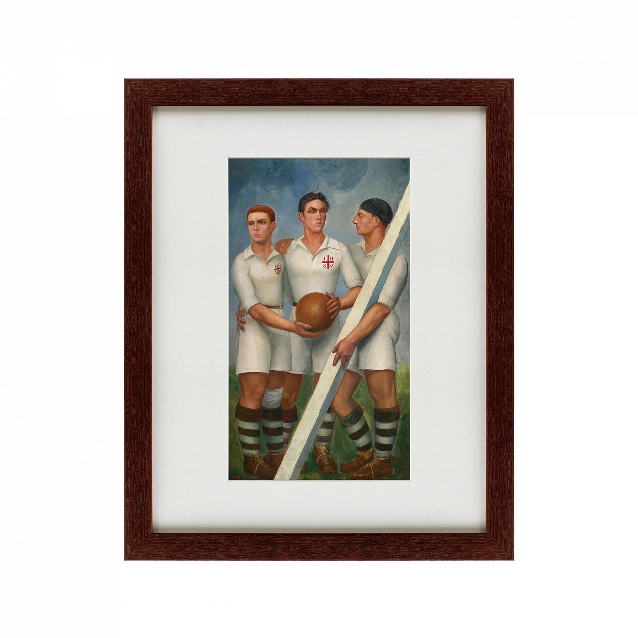 Картина 52х42 см Tres Futbolistas, 1931 КАРТИНЫ В КВАРТИРУ  00-3894661 Голубой;зеленый  - Вид №1