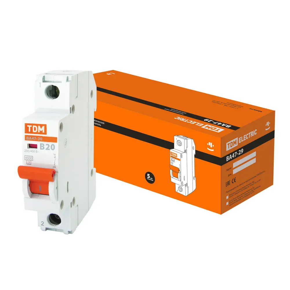 Автоматический выключатель TDM Electric ВА47-29 1P B20 для надежной защиты сети 89347176 STLM-1548926 - Вид №4