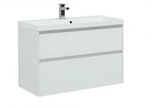 Тумба с раковиной Aquanet Гласс 100 белый