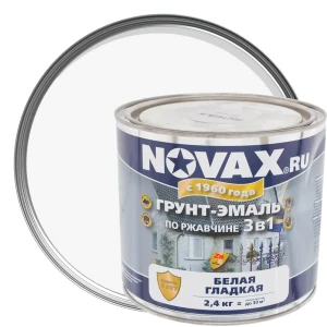 Эмаль-грунт по ржавчине Novax 3в1 цвет белый 2.4 кг 18452890 STLM-2125500