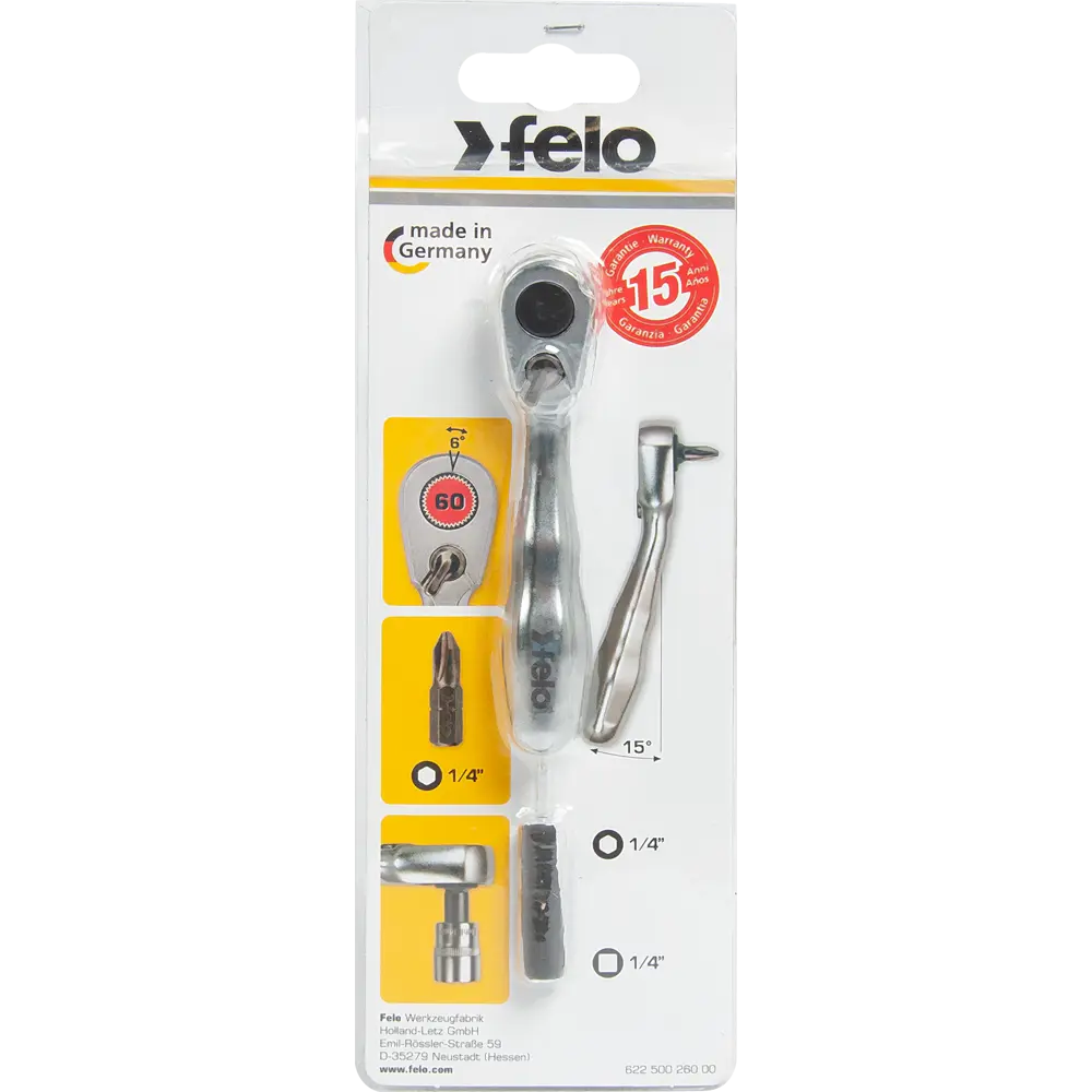 Ключ трещотка Felo 05763501 1/4 дюйма 110 мм 60 зубцов STLM-2173373 - Вид №5
