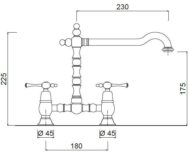 Rubinetteria Giulini Смеситель для умывальника на 2 отверстия с регулируемым изливом Londra 7237 - Вид №1