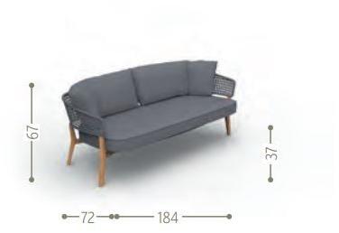 Talenti 2-местный садовый диван со съемным чехлом из технической ткани Moon teak Montekdiv - Вид №3