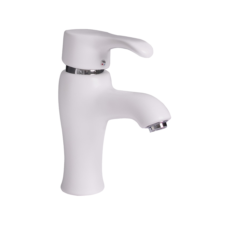 Смеситель д/ум MLN-F-002-M керамический, однорычажный, белый матовый MELANA 