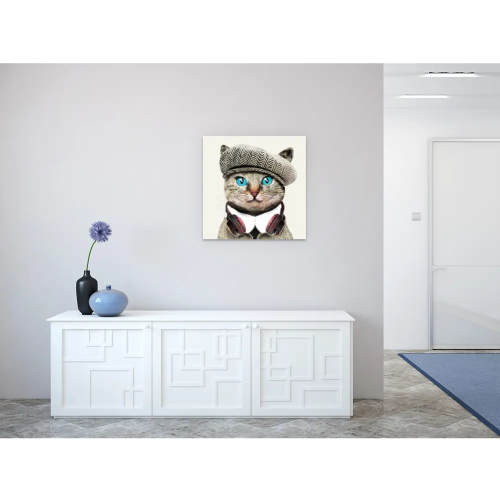 Картина на стекле «Кот в берете» 40x40 см 82402183 STLM-2155276 Santreyd  - Вид №3