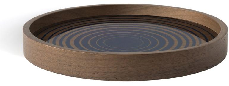 Ethnicraft Круглый поднос из дерева и стекла Linear flow 20927 - Вид №1