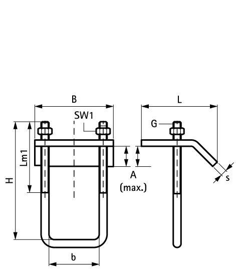 66587721 BIS Strut Stainless Steel Beam Clamp to connect Strut Rail to steel beam walraven  - Вид №1