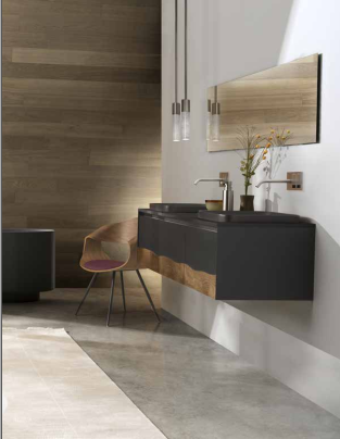 C375M4L50.101NC Тумба подвесная с 4 выдвижными ящиками A. e T. Italia TRACE Белый матовый - орех Каналетто Италия AeT ITALIA - Вид №5