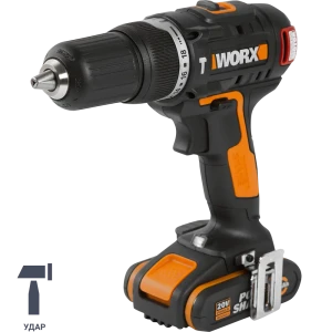 Дрель-шуруповерт бесщеточная ударная Worx WX367, 20 В Li-ion 2x1.5 Ач