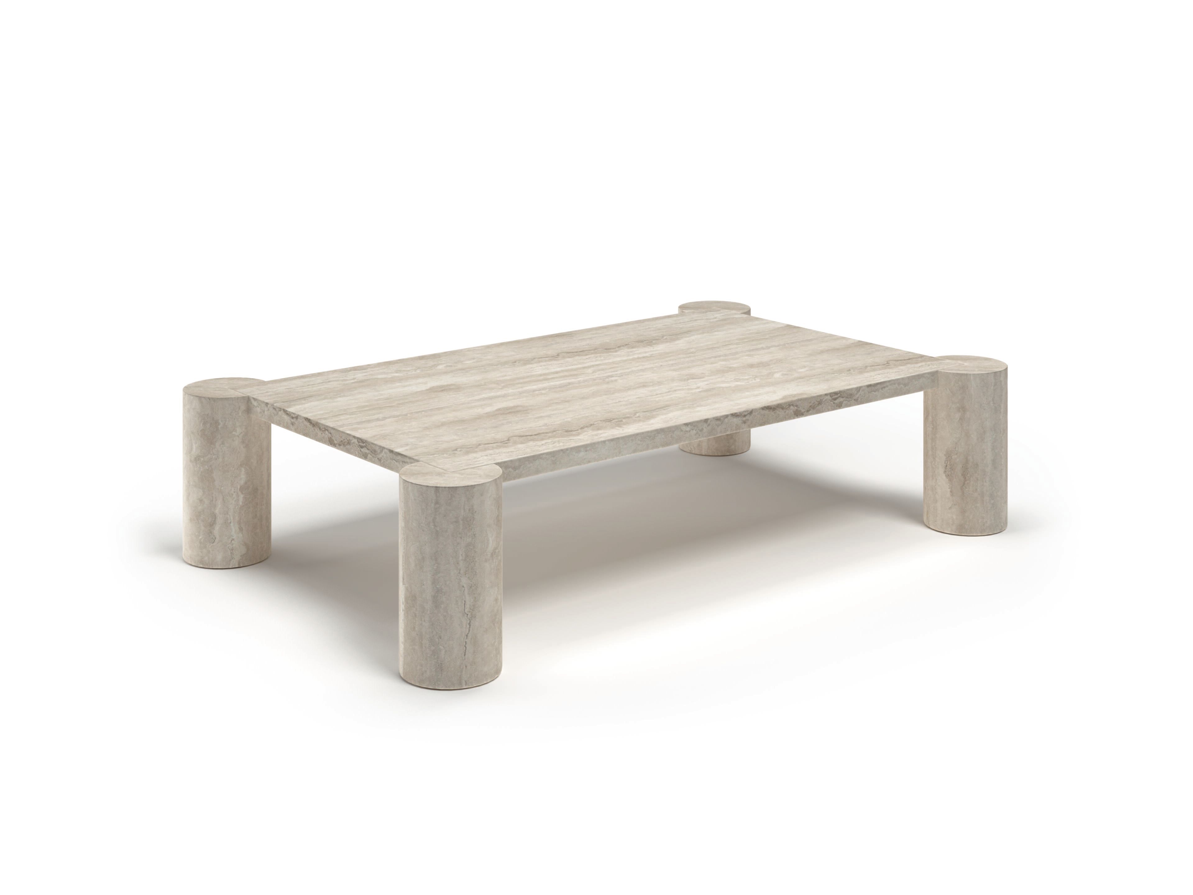 Низкий прямоугольный журнальный столик из травертина Natuzzi Italia храм ARCH-00016658 - Вид №1