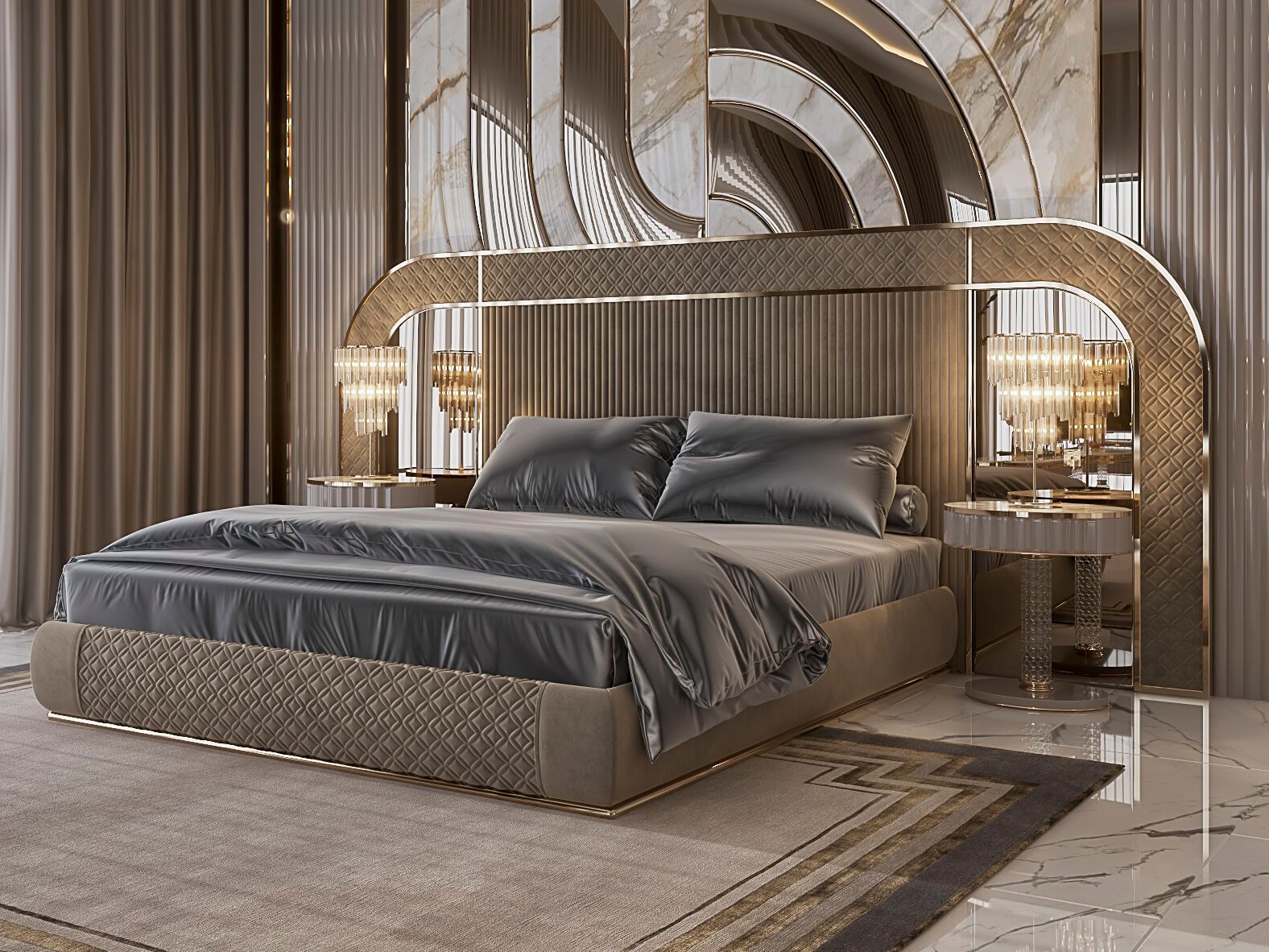 Двуспальная кровать с мягким изголовьем Zebrano Velovis ARCH-00093629 - Вид №3
