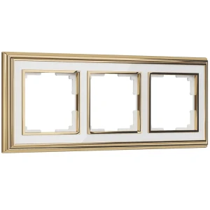 Рамка для розеток и выключателей Werkel Palacio 3 поста цвет золотисто-белый