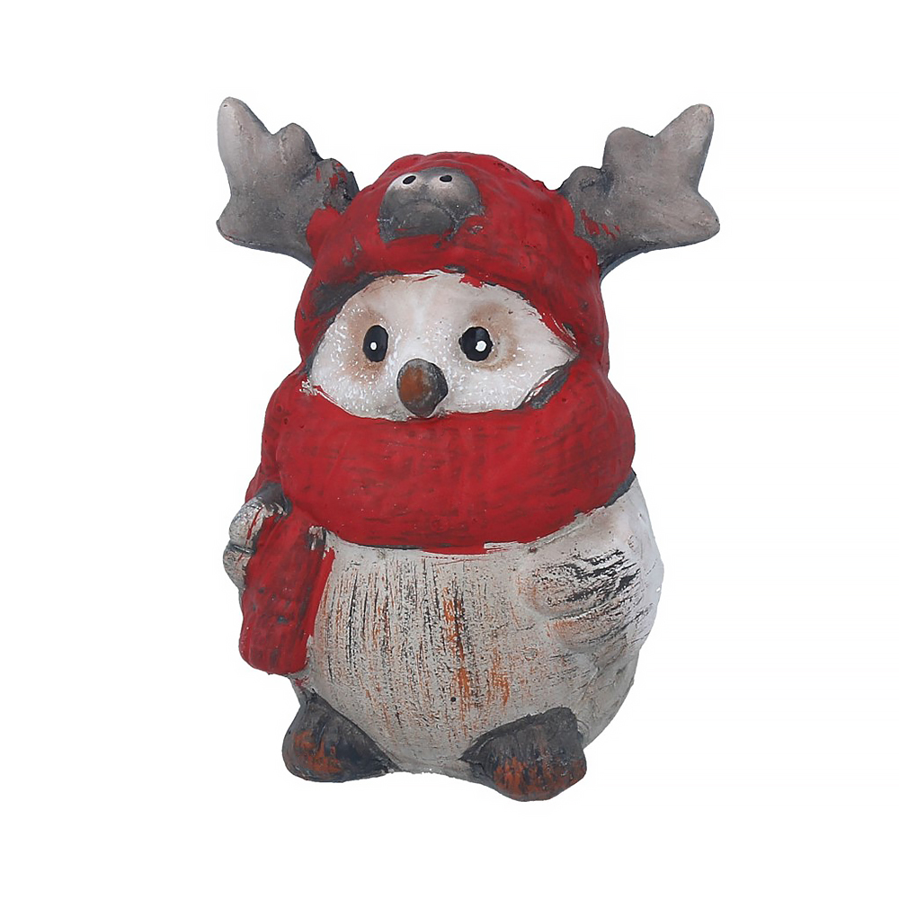 18045 Сова "Рогатик" в красном шарфе малая 7 х 6 х 8.6 см Santreyd 