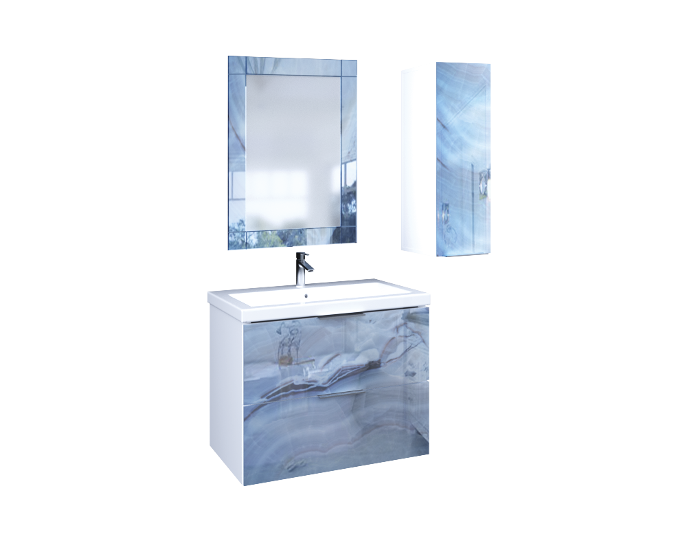 У72775 Тумба с раковиной Liriya 75П 2в.я. Blue marble 1 Marka Liriya 