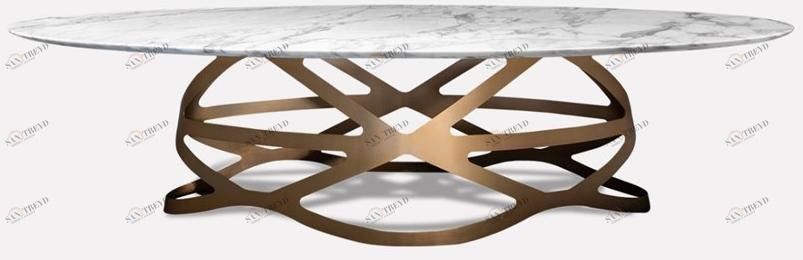 MORADA Овальный обеденный стол из мрамора и металла calacatta Crown Crown dto