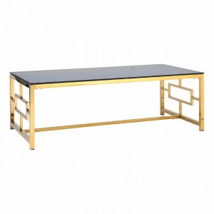 Журнальный столик стеклянный дымчатый с основанием золото 120х60 см "Бруклин" STOOL GROUP  00-3881909 Золото