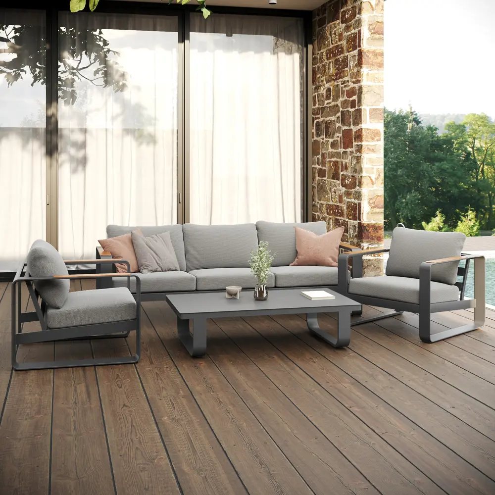 BEGINIA Aldan — садовый комплект с алюминиевым столом, диваном и креслами 89381722 STLM-1577139