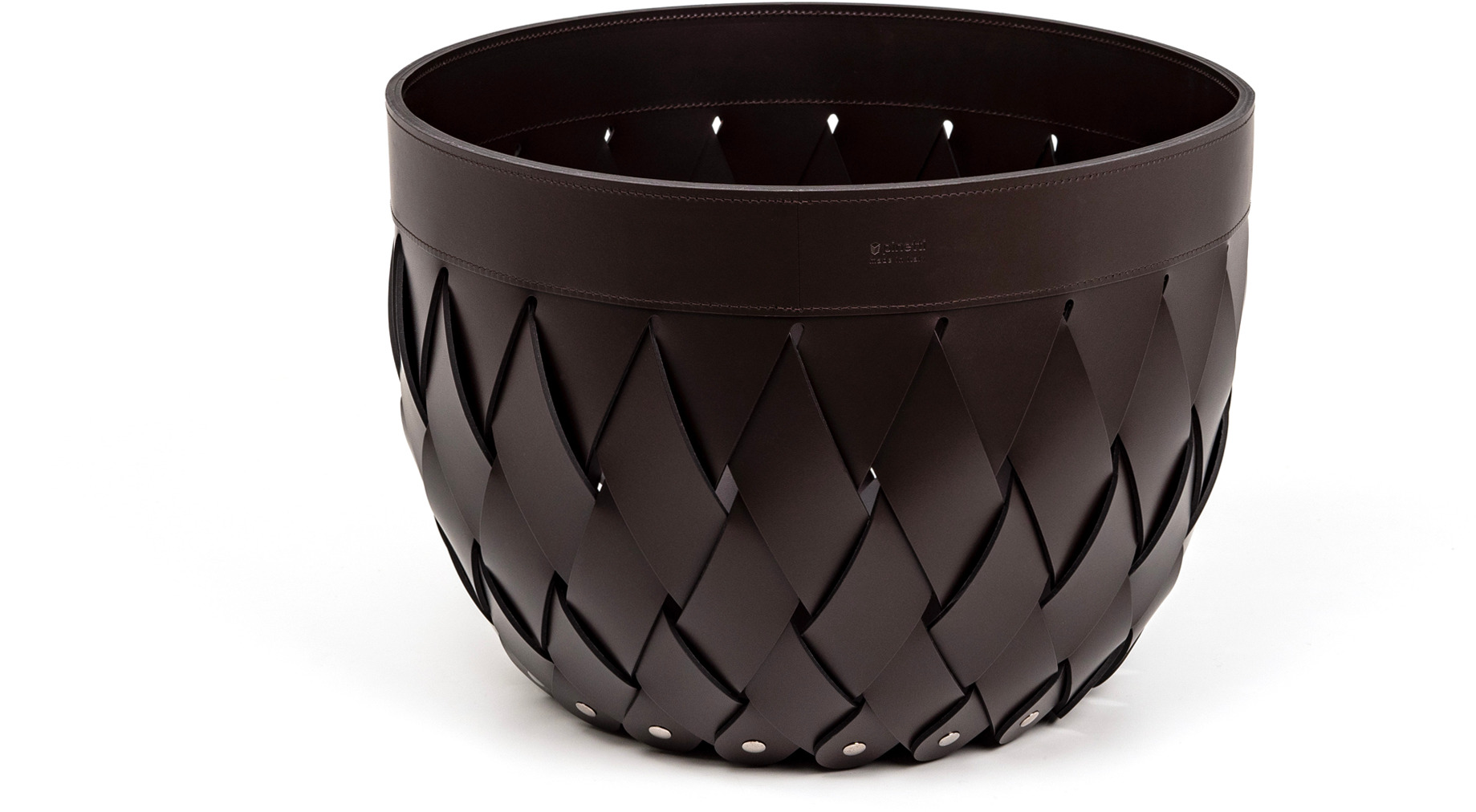 Маленькая корзина Canaria - Ø 40XH30 см / регенерированная кожа_светло-серый