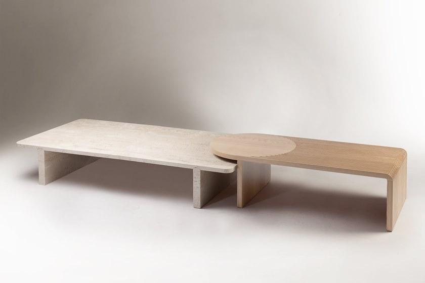 DOOQ Низкий прямоугольный журнальный столик из травертина sun-id-1457403 - Вид №2