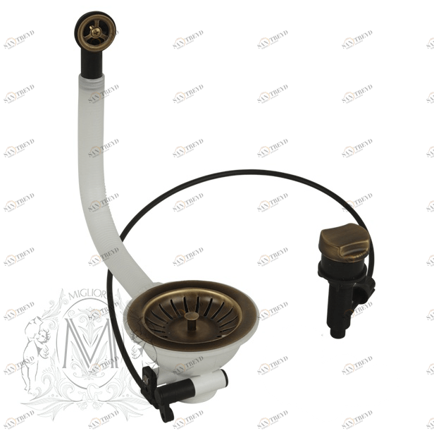 Слив для кухонной мойки MIGLIORE Ricambi ML.RIC-10.130.BR с переливом D 90 см, бронза 