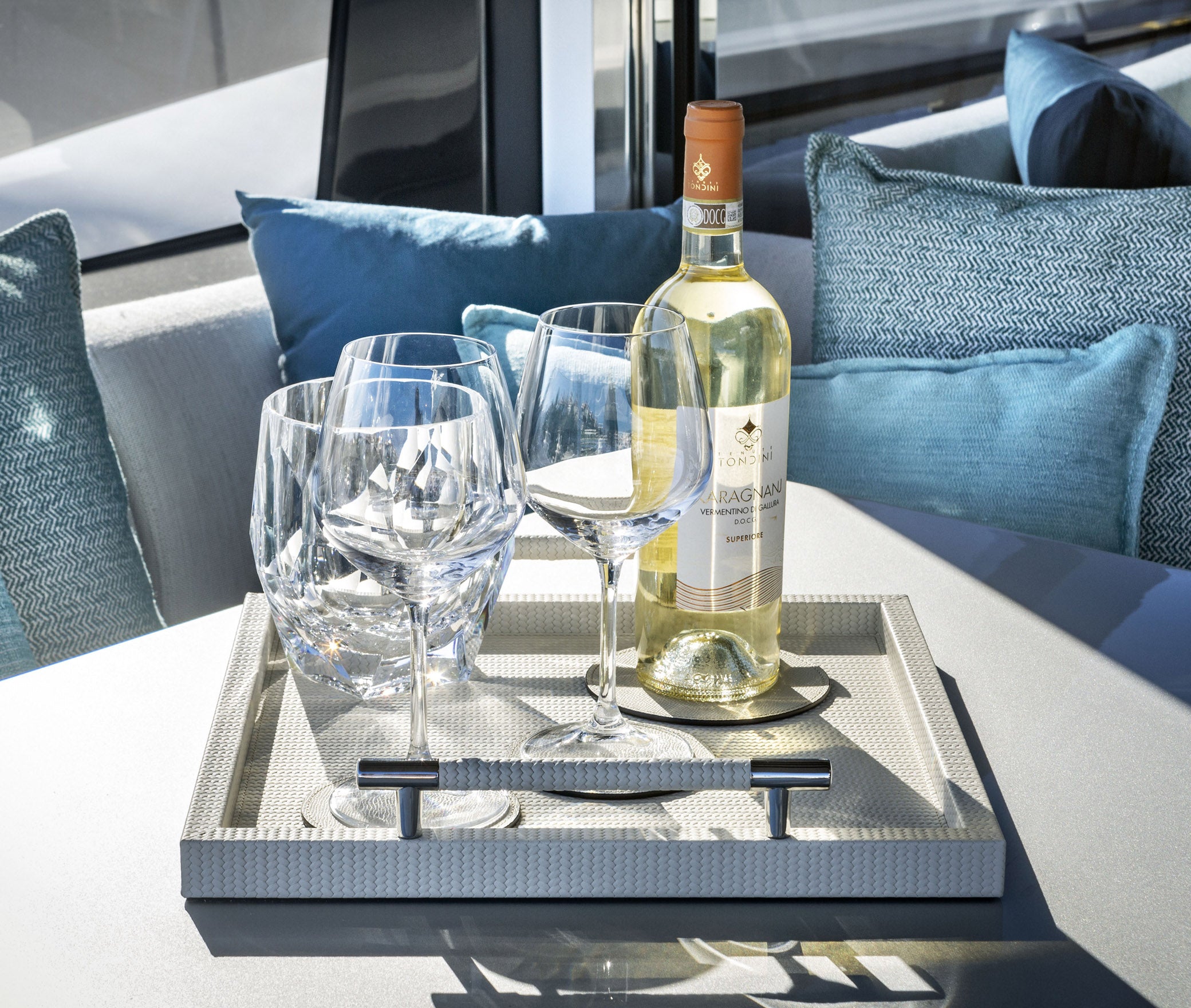 Поднос Дедало - 40X57,5 см/металл-хром/зернистая кожа_крем Pinetti 00.1113.029.027 - Вид №4