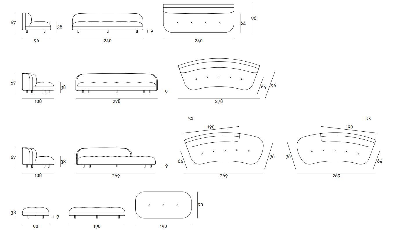 Изогнутый диван из ткани Living Divani Gala ARCH-00135952 - Вид №5