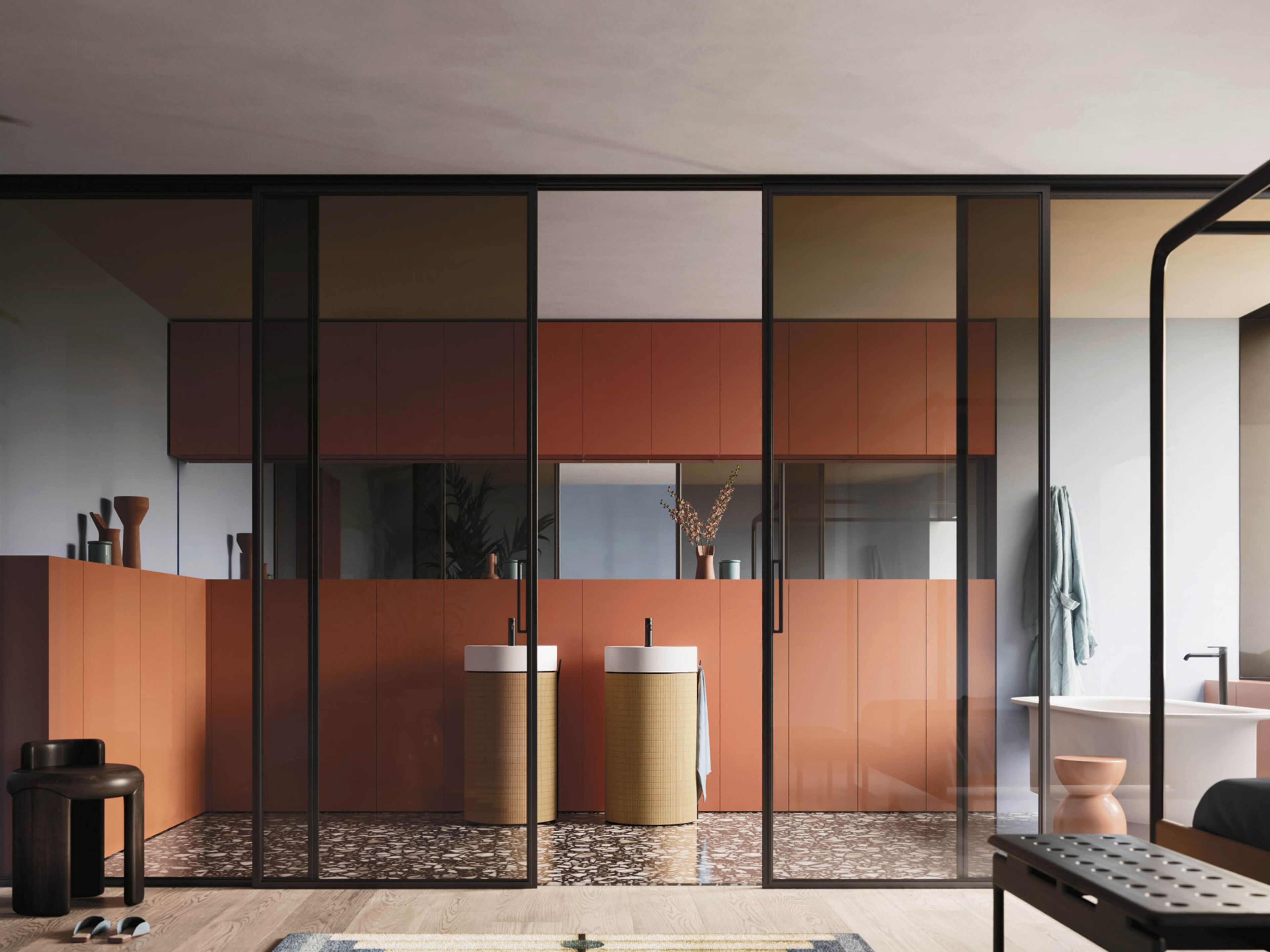 Модульный шкаф для умывальника с раковиной из Ocritech Arbi Arredobagno Over ARCH-00123785