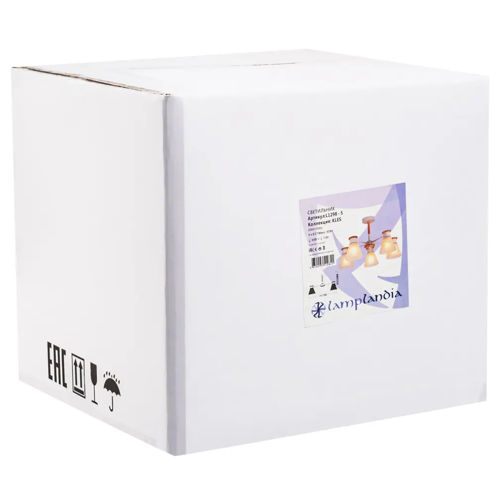 Люстра на штанге Kles, 5 ламп, 15 м², цвет белый/дерево LAMPLANDIA STLM-2071881 - Вид №9