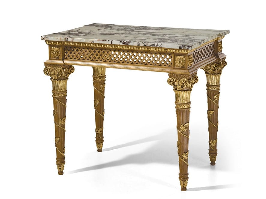 Прямоугольный журнальный столик из дуба с мраморной столешницей OAK Галерея ARCH-00044032