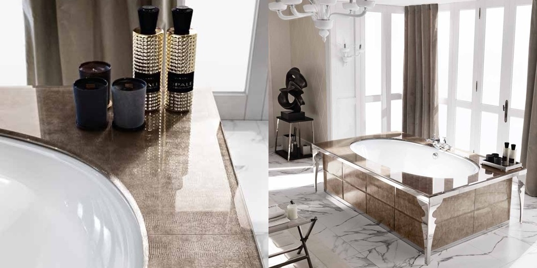 Комбинация ванной комнаты M02 в отделке Alligator gold MILLDUE MAJESTIC MAJESTIC02 - Вид №3