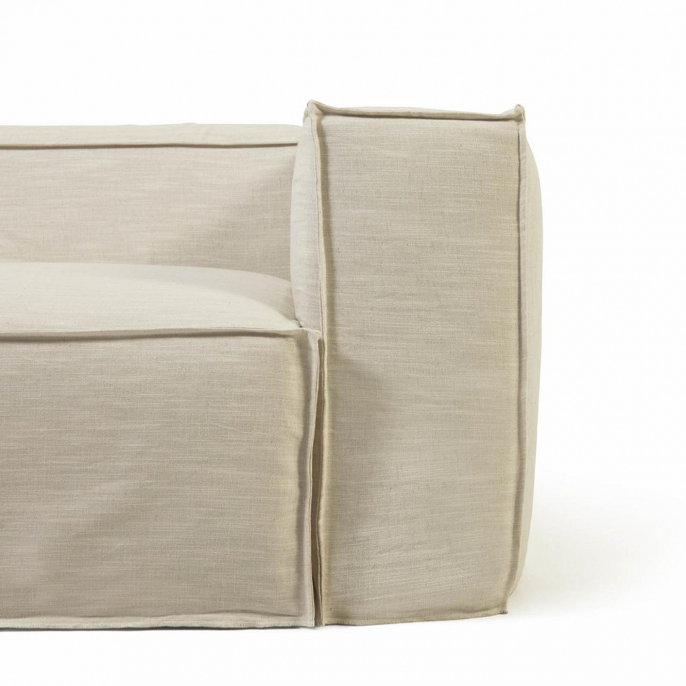 107982 Диван 2-х местный с левым шезлонгом и съемными чехлами из белого льна 240 см La Forma Blok - Вид №1