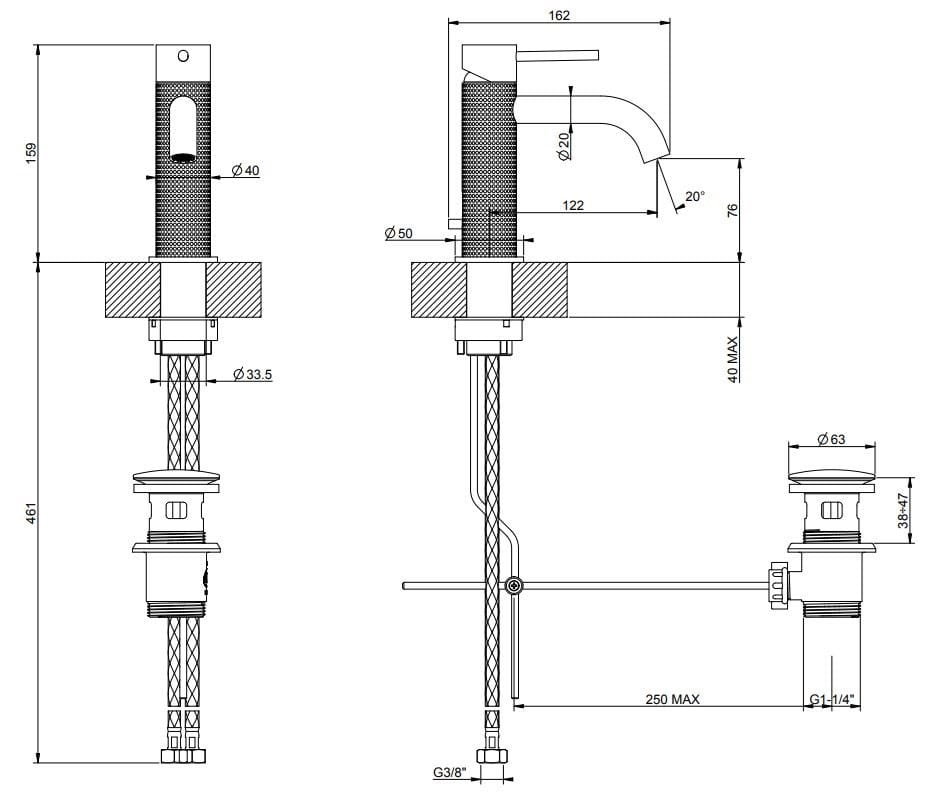 Смеситель для раковины из нержавеющей стали Gessi Messi316 ARCH-00108697 - Вид №3