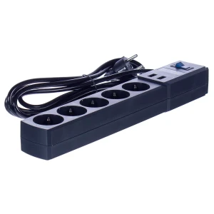 Удлинитель с заземлением 5 розеток 3 м 3500 Вт выключатель цвет чёрный