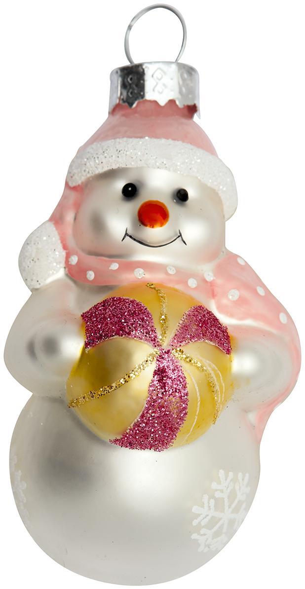 Елочная игрушка Snowman glass pale pink Greengate XMASNMGSNM1906