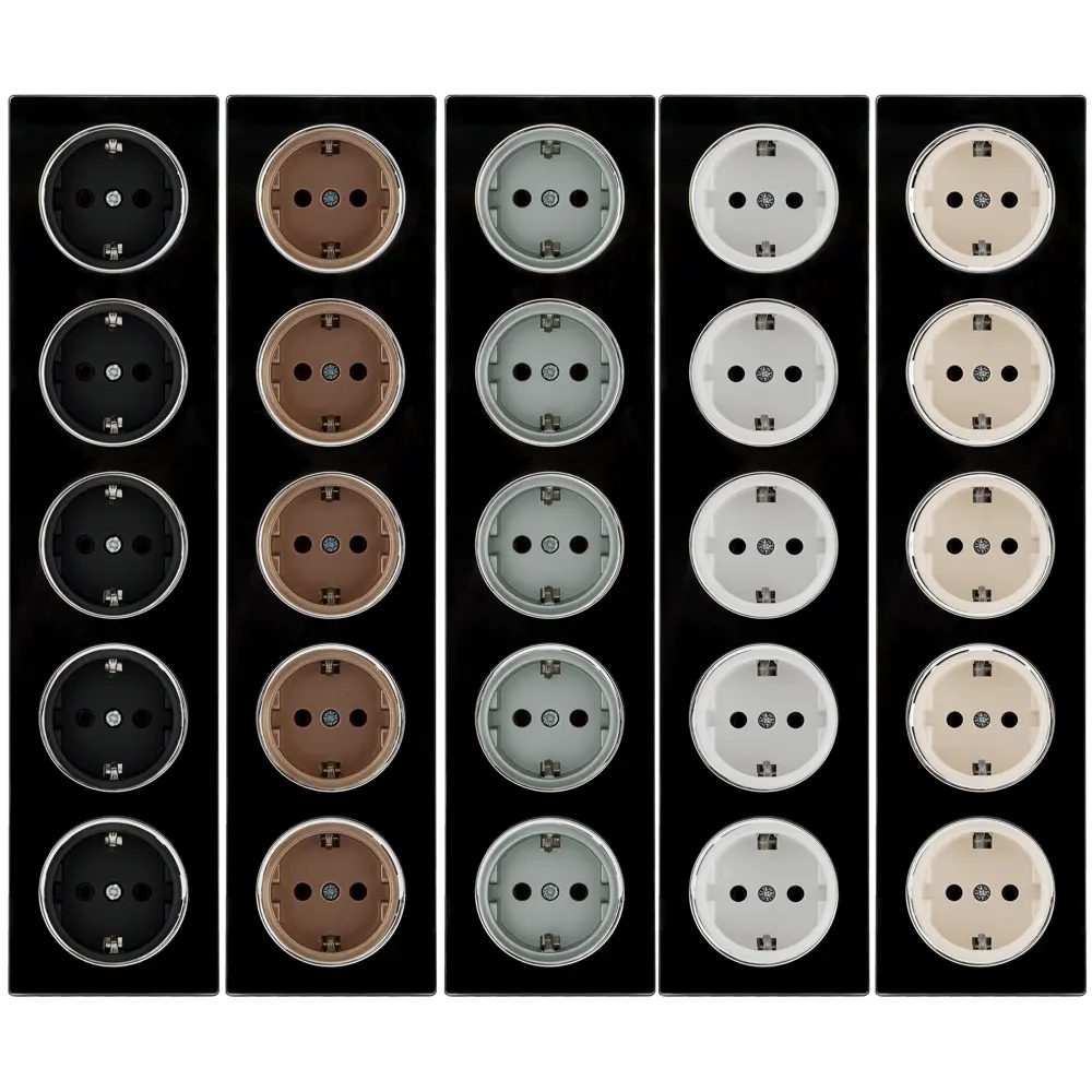 ONEKEYELECTRO Стеклянная рамка для розеток 5-местная черная глянцевая 82838540 Florence STLM-0036871 - Вид №1
