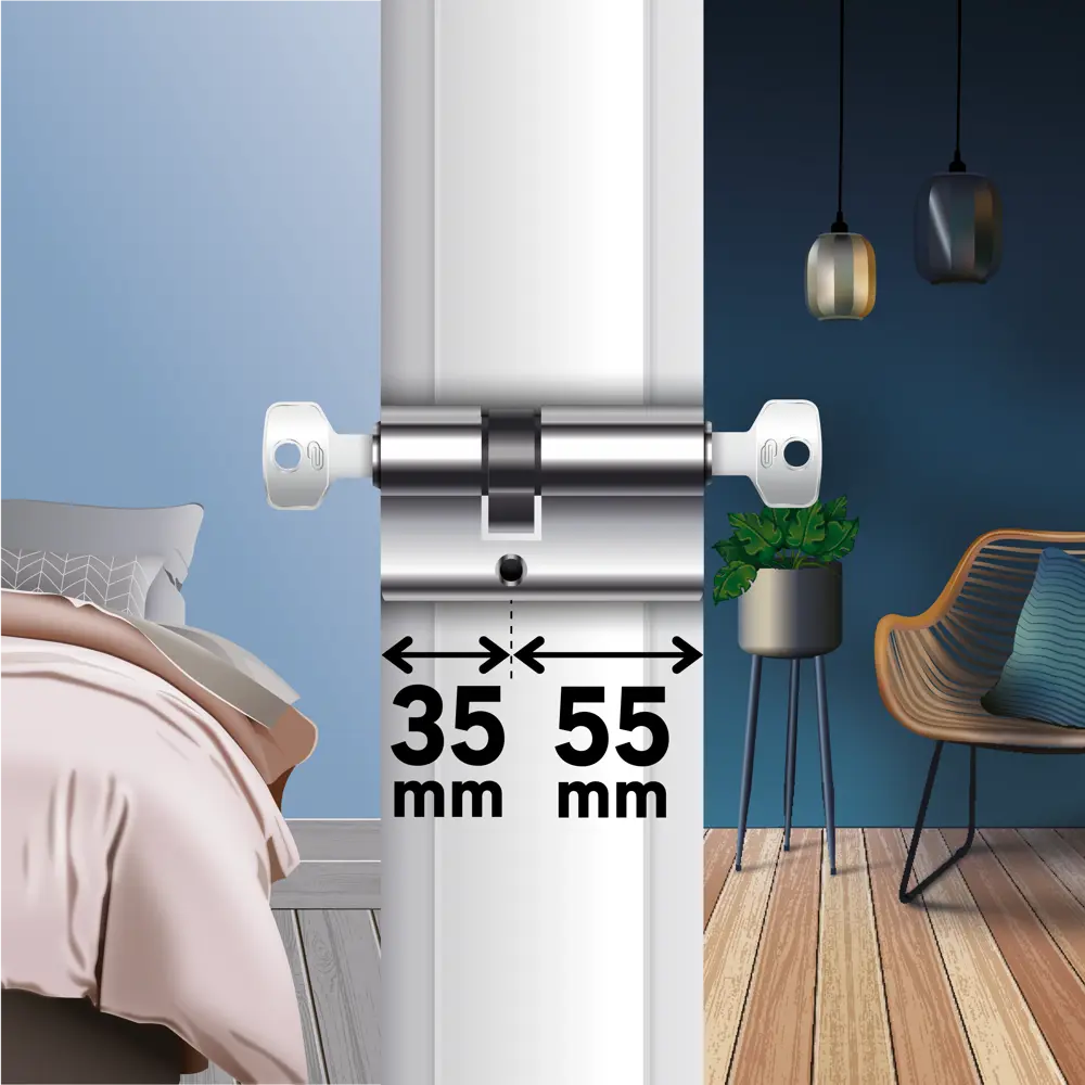 Цилиндр дверной Standers TTAL1-3555CR с хромированным покрытием 82625279 STLM-0032168 - Вид №3