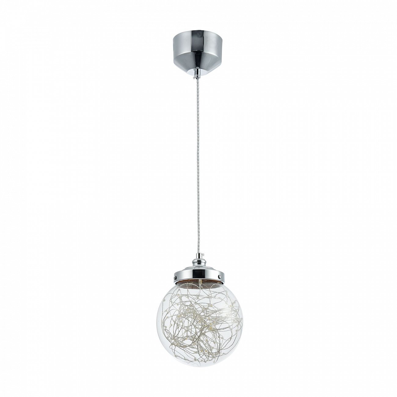 Светильник подвесной светодиодный со стеклянным плафоном 20 см хром Isabel FR6157-PL-9W-TR FREYA LED 00-3957119 Хром  - Вид №5