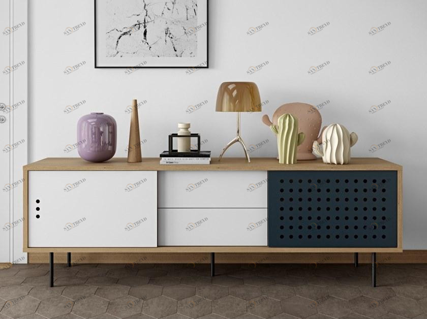 TemaHome Комод с раздвижными дверцами и ящиками из фанерованной древесины Dann sun-id-1447120