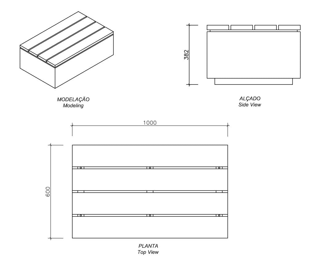 Бетонная и деревянная скамья без спинки amop комфорт ARCH-00029619 - Вид №2