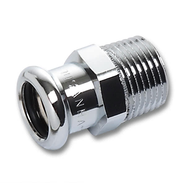 116243G2834 SANHA 16243G пресс-фитинг, бронза, ниппель перех.ВПр-НР,хром 28x3/4 мм  - Вид №1