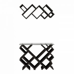 Консоль деревянная венге со стеклянной столешницей и подвесной полкой "Геометрия" Odingeniy ODINGENIY ГЕОМЕТРИЯ 178381 Венге