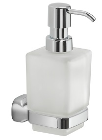 ST80(13) Gedy G-Stelvio, настенный стеклянный дозатор с пластиковой помпой, цвет хром 