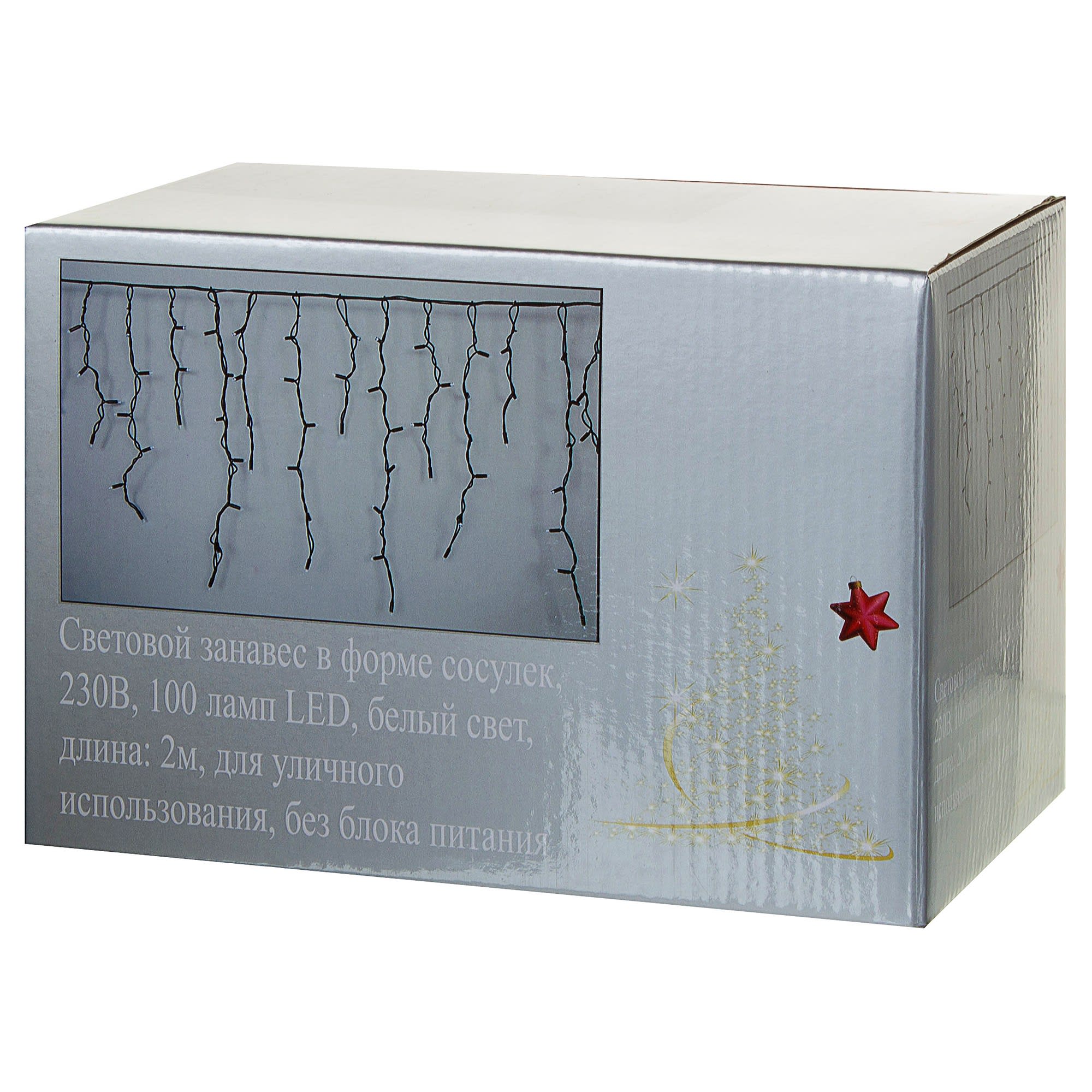 15821645 Электрогирлянда наружная «Бахрома» 2 м 100 LED холодный белый Santreyd  - Вид №1