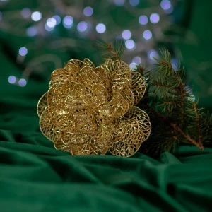 88458695 Новогоднее украшение Цветок рождественник 5x18 см цвет золото STLM-1411994