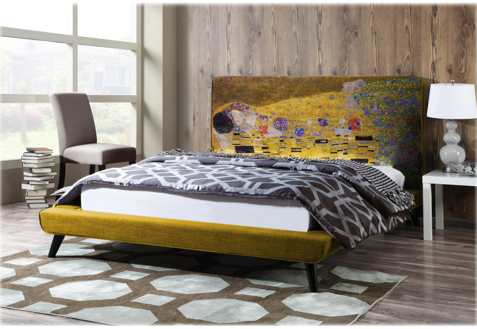 Кровать двуспальная 160х200 желтая The Kiss ICON DESIGNE ДИЗАЙНЕРСКИЕ 096844 Желтый;коричневый;разноцветный  - Вид №4