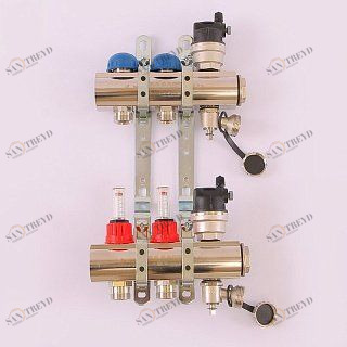 Коллектор 1'х3/4" ЕК 2 выхода EMMETI TOPWAY с расходомерами и вентилями 1298210