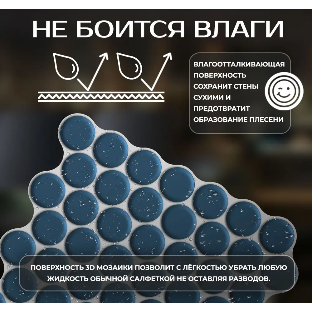 Наклейка декоративная 3D мозаика Синяя роса 25x25 см 87087966 STLM-2119267 FBRUSH  - Вид №4