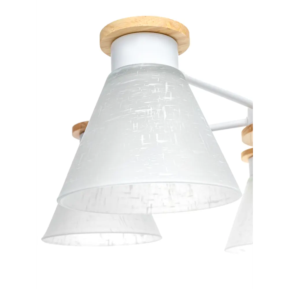 Люстра на штанге Kles, 5 ламп, 15 м², цвет белый/дерево LAMPLANDIA STLM-2071881 - Вид №6