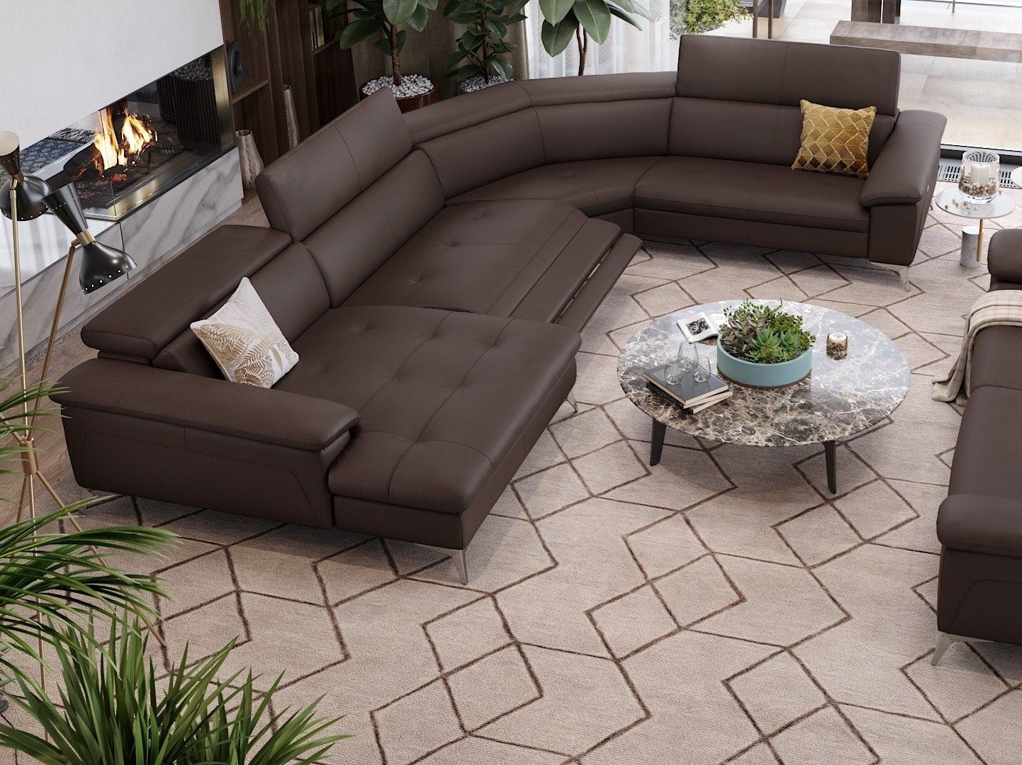 Кожаный диван с полуостровом Sofanella Stella ARCH-00128983 - Вид №6