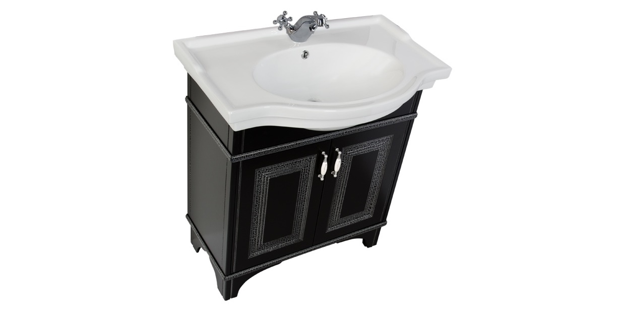 Комплект мебели Aquanet Валенса 80 черный краколет/серебро 00180459 - Вид №3